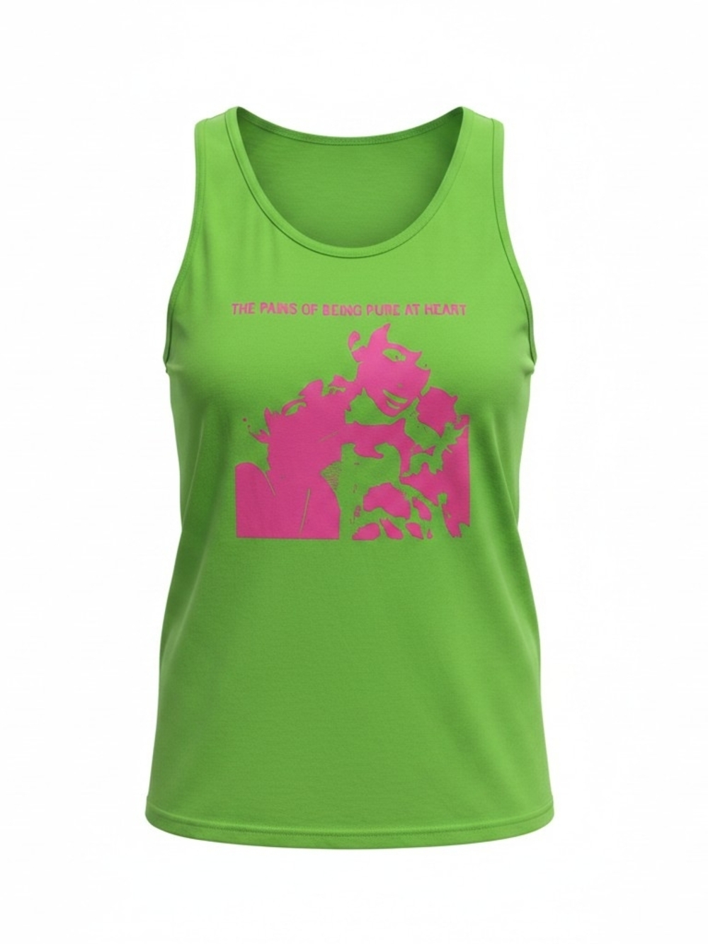 NWOT "The Pains Of Being Pure At Heart" Bright Green Tank with Hologram Men's XL